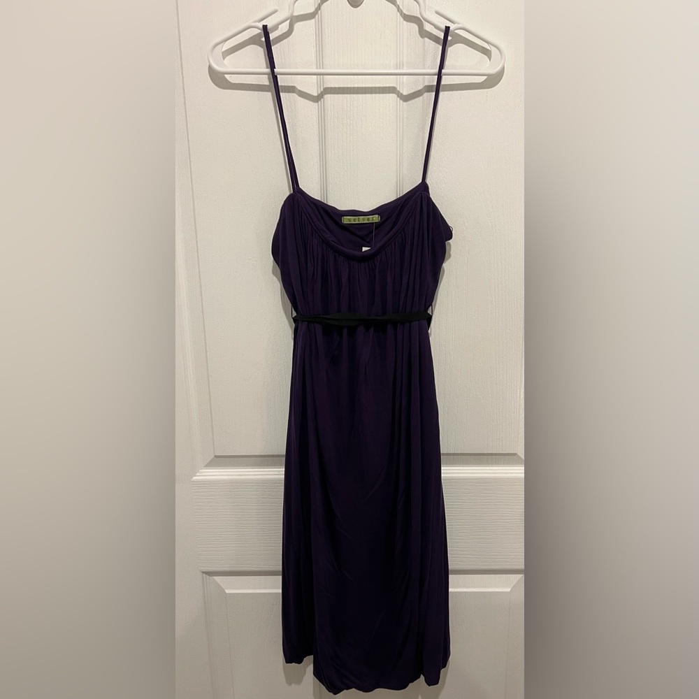 VELVET Flowy Dress Purple Bubble Hem